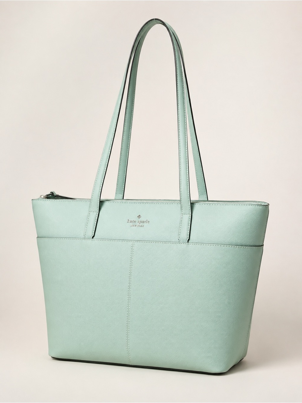 Kate Spade Mint Green Saffiano Leather Tote Large Work Laptop Bag NWOT Chic